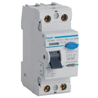Hager CD283U RCD Double Pole 80A 30mA Two Module Residual Current
